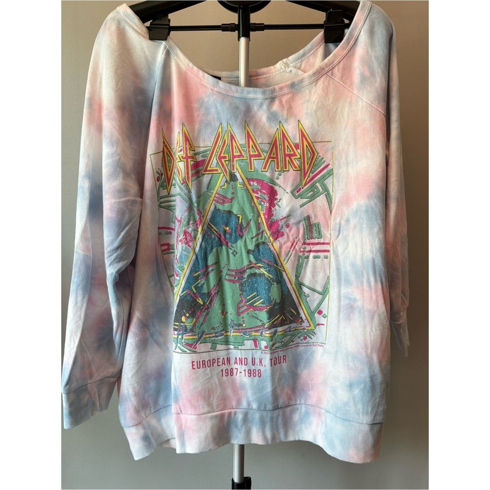 Torrid Def Leppard Sweatshirt Women 3 Tie Dye 1987 Tour Graphic Y2K
